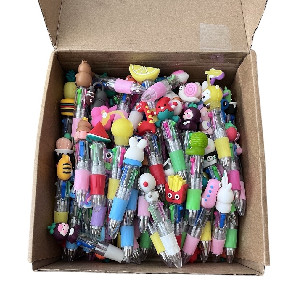 Kids 110 Mini Pens Multicolor Ballpoint 4in1 Reward Prize Animal Cartoon Tenceur